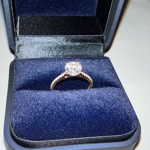 1.25 Carat CZ Round French Pave Engagement Ring in 14K Rose Gold